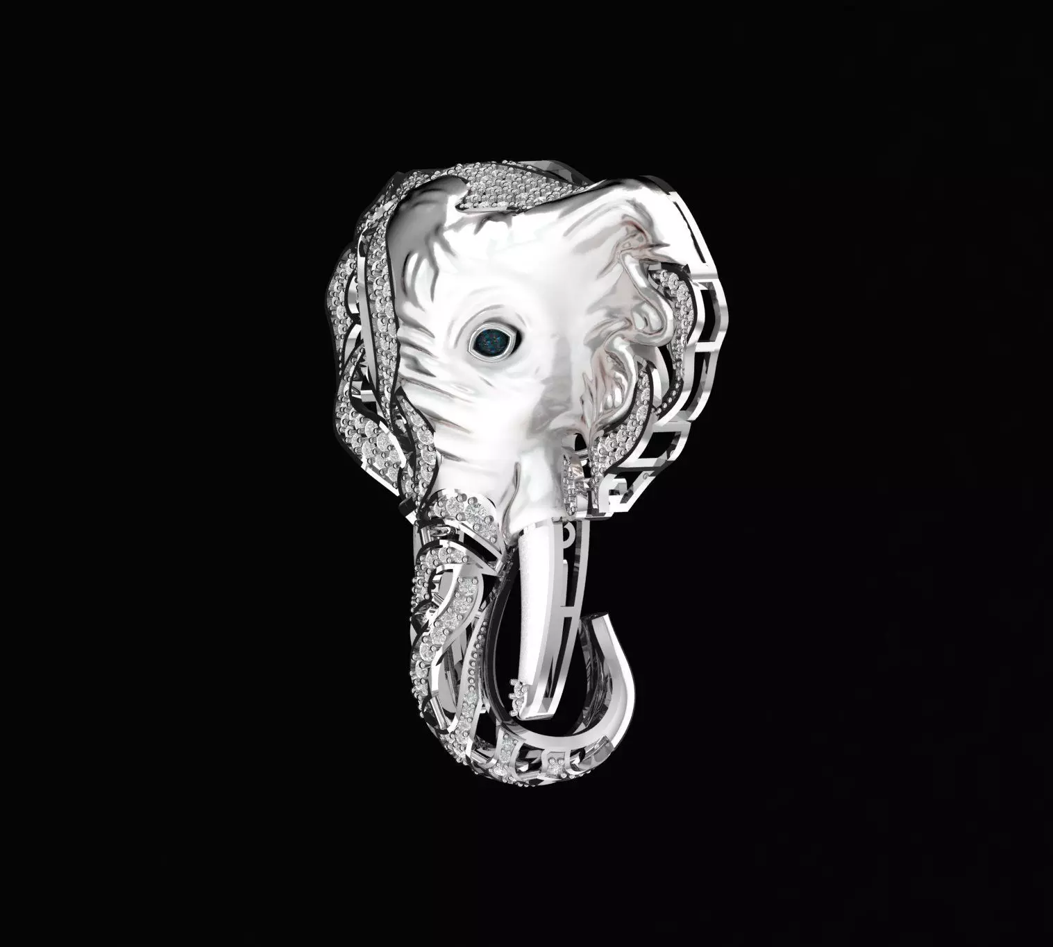 Elephant Brooch 3D print model_1