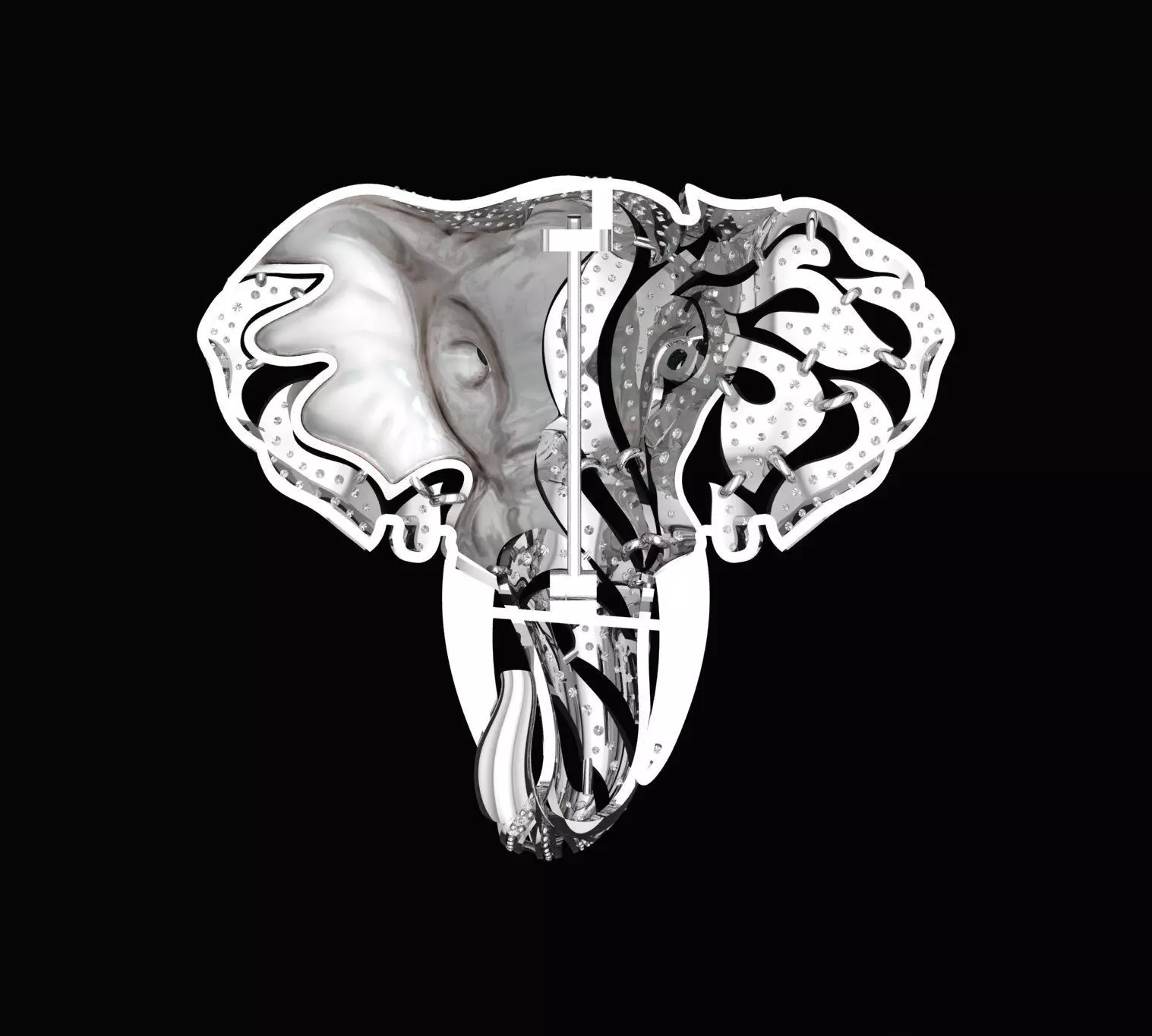 Elephant Brooch 3D print model_2