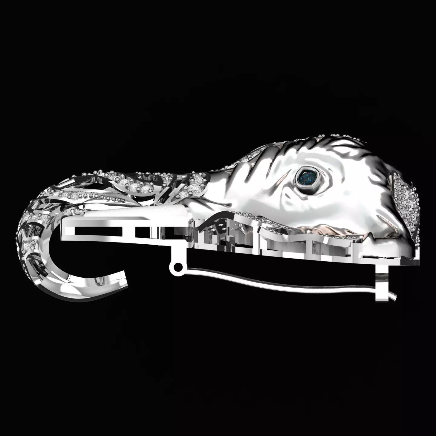 Elephant Brooch 3D print model_3