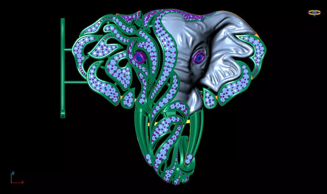 Elephant Brooch 3D print model_5