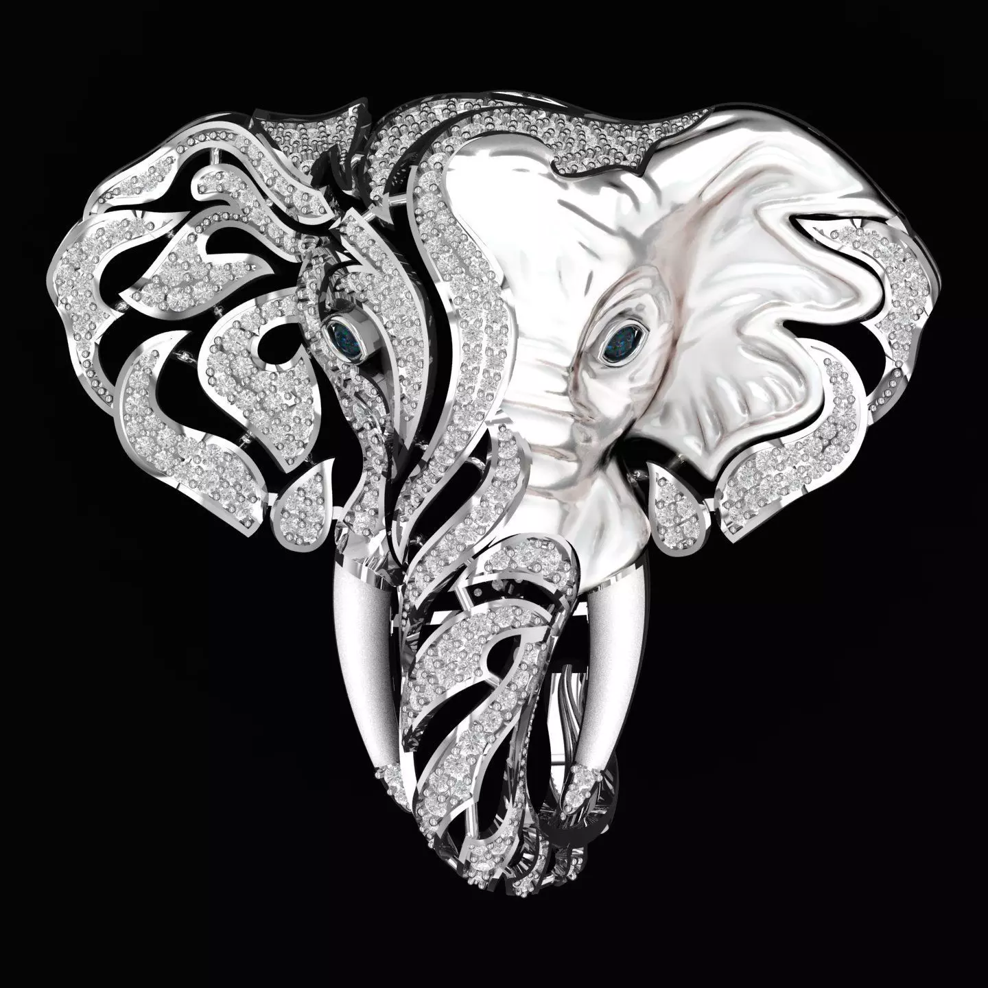 Elephant Brooch 3D print model_0