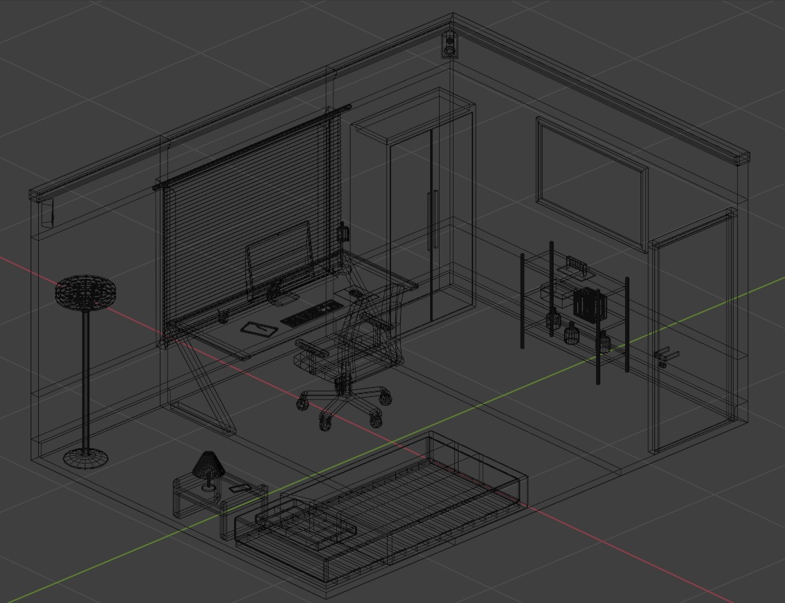 Low Poly Asian Isometric Room Low-poly 3D model_5