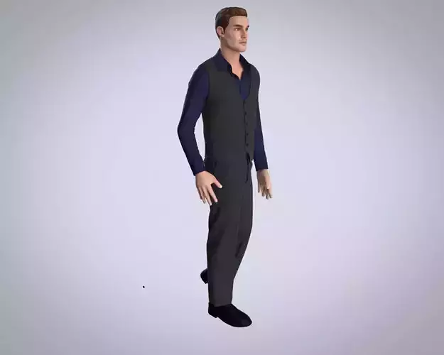 Men 3D Outfit Pant and Vest CLO Model