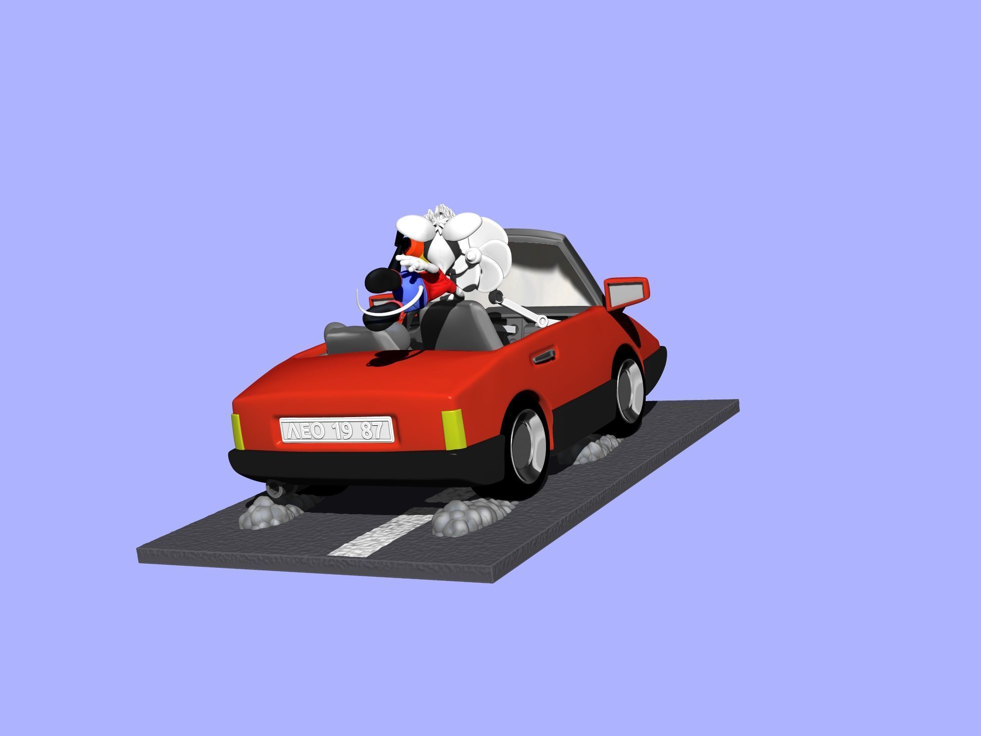 Leopold the cat car with mice for 3D printing STL 3D print model_6
