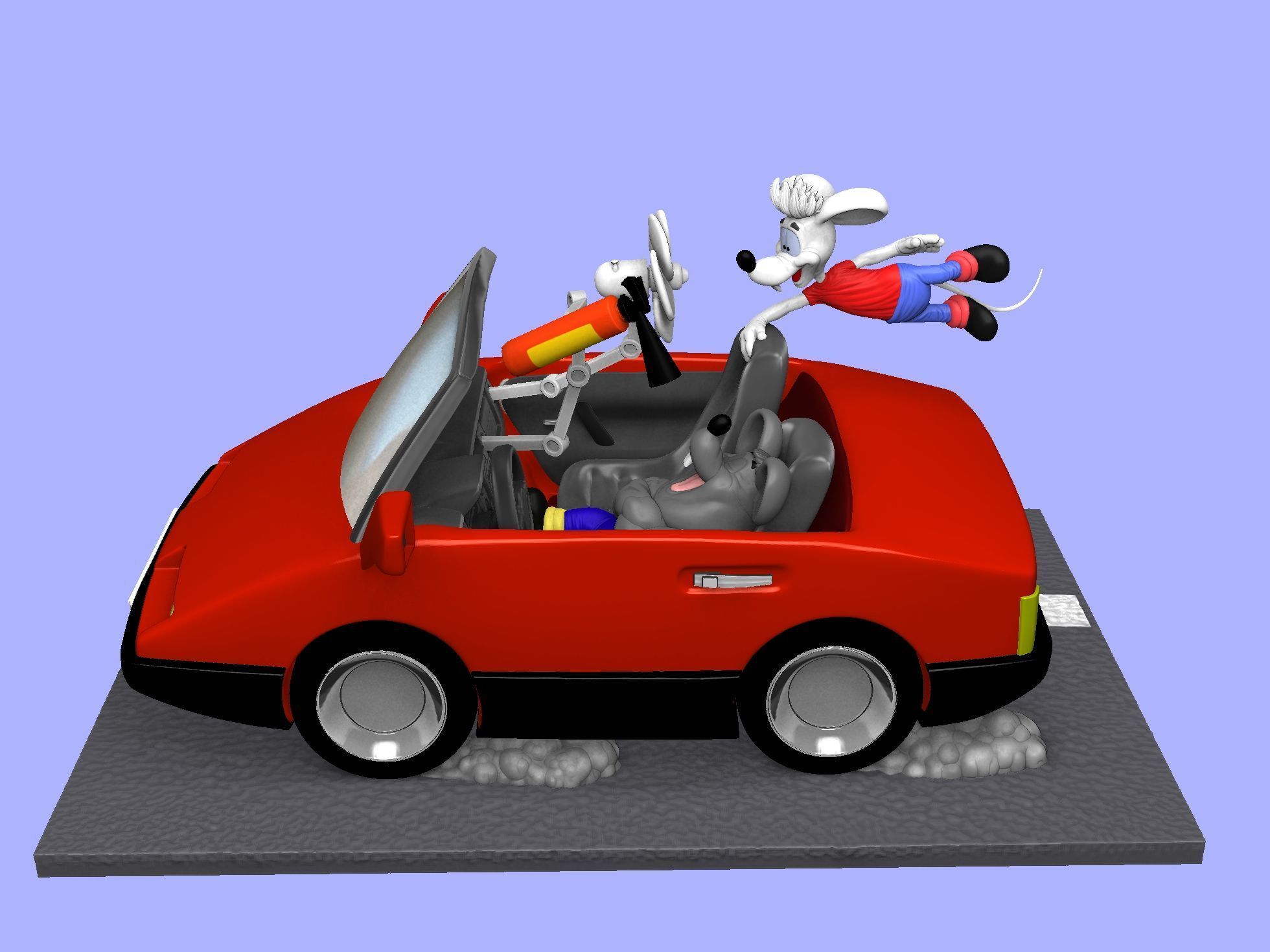 Leopold the cat car with mice for 3D printing STL 3D print model_4