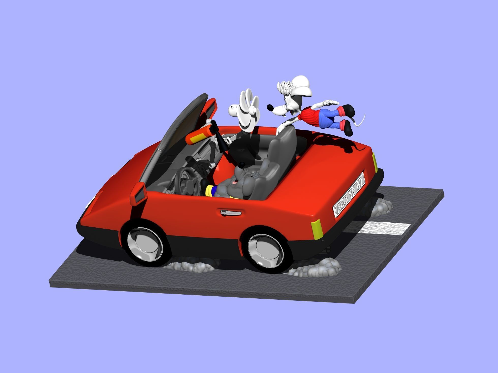 Leopold the cat car with mice for 3D printing STL 3D print model_12