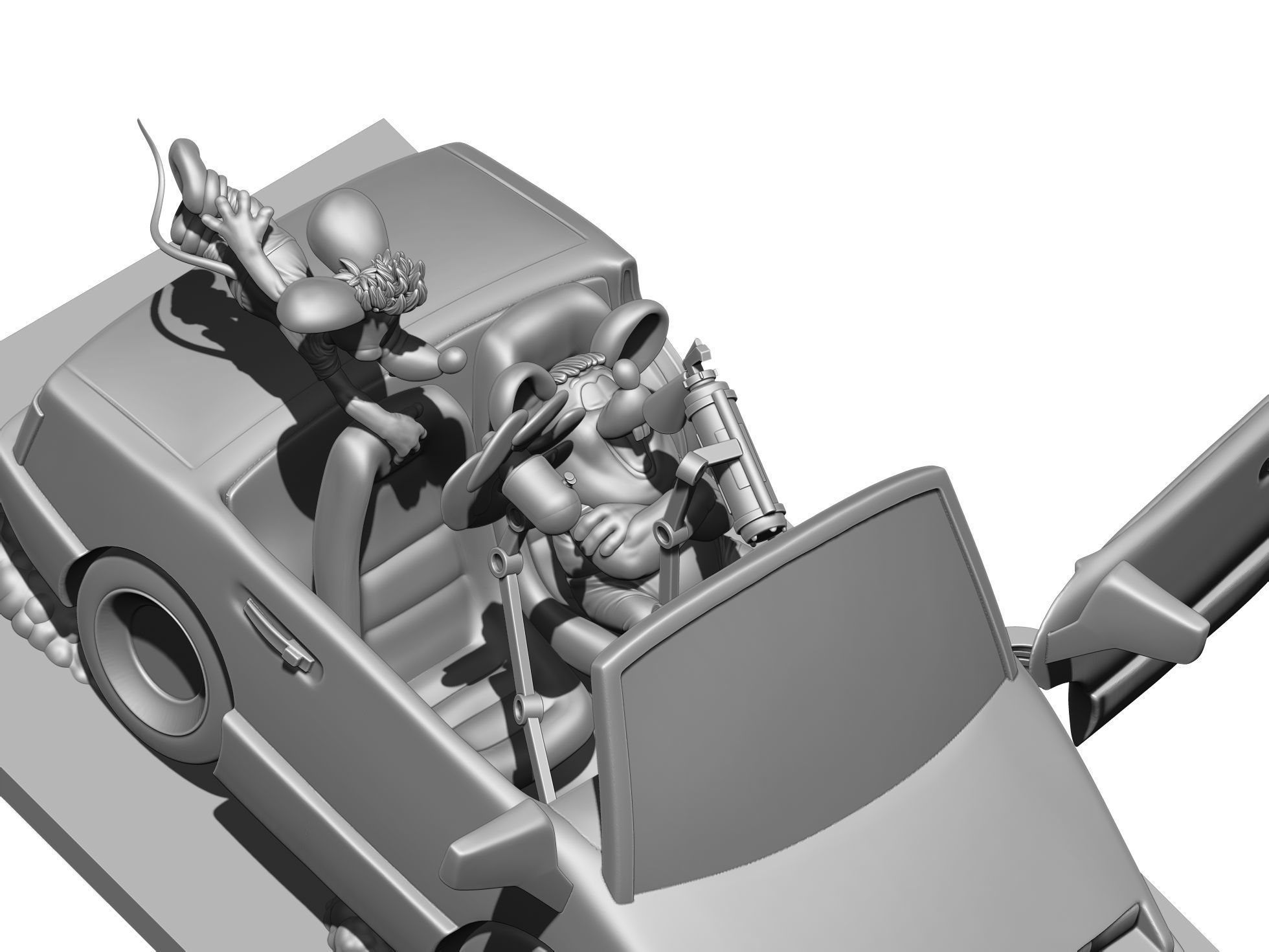 Leopold the cat car with mice for 3D printing STL 3D print model_21