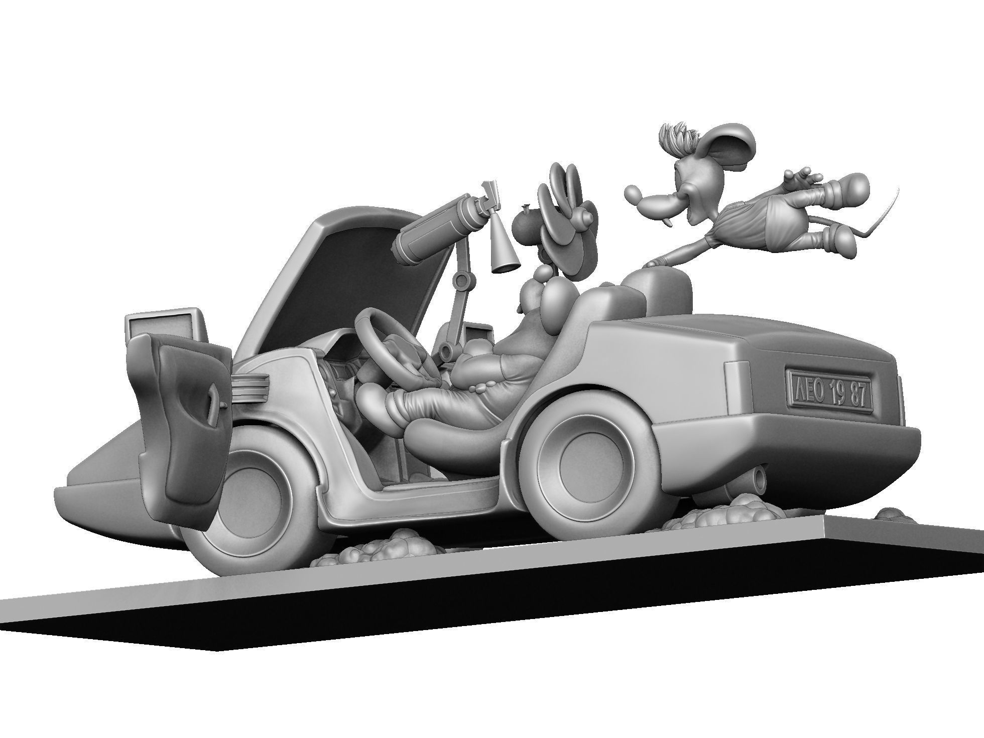 Leopold the cat car with mice for 3D printing STL 3D print model_19