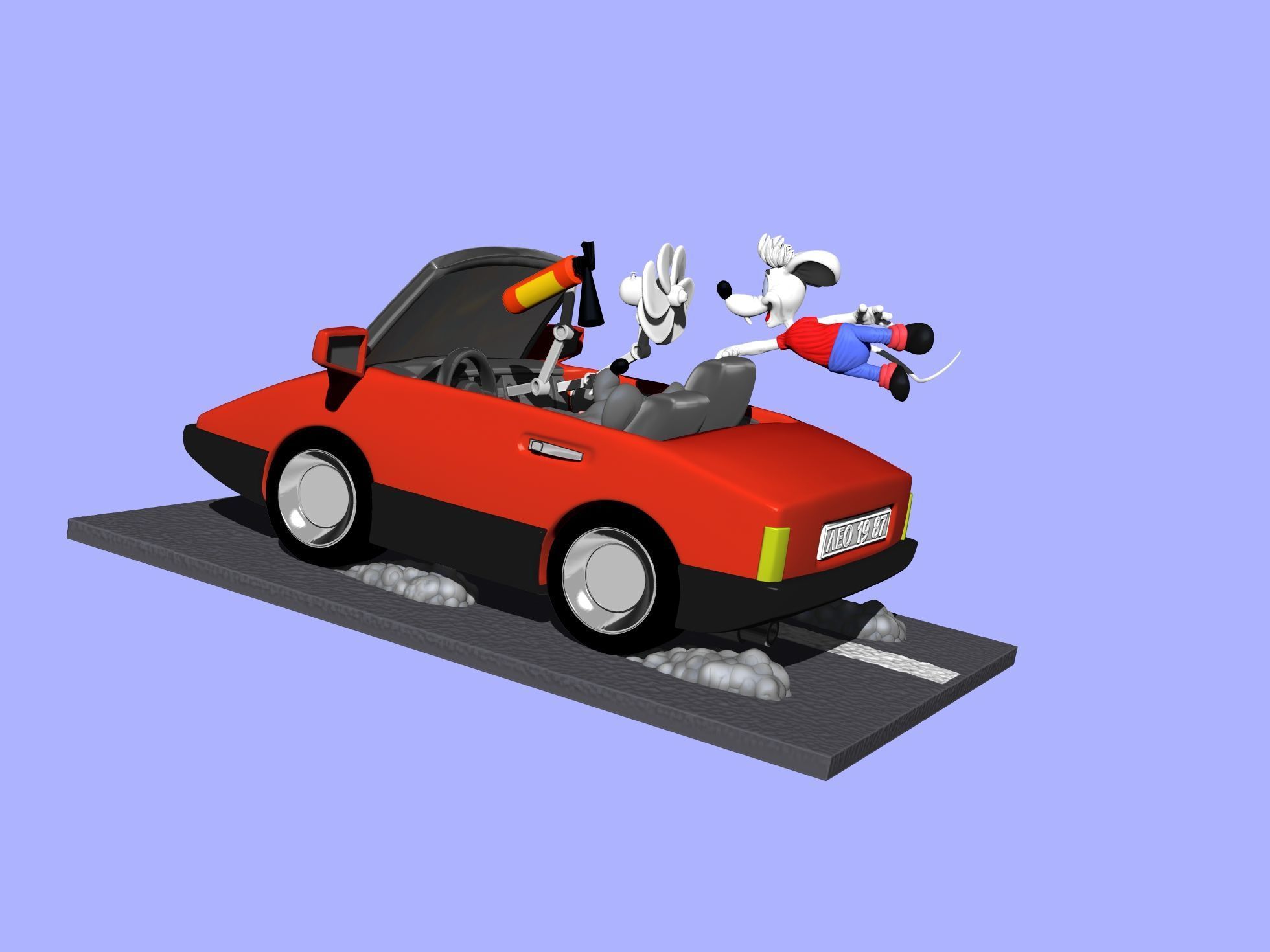 Leopold the cat car with mice for 3D printing STL 3D print model_8