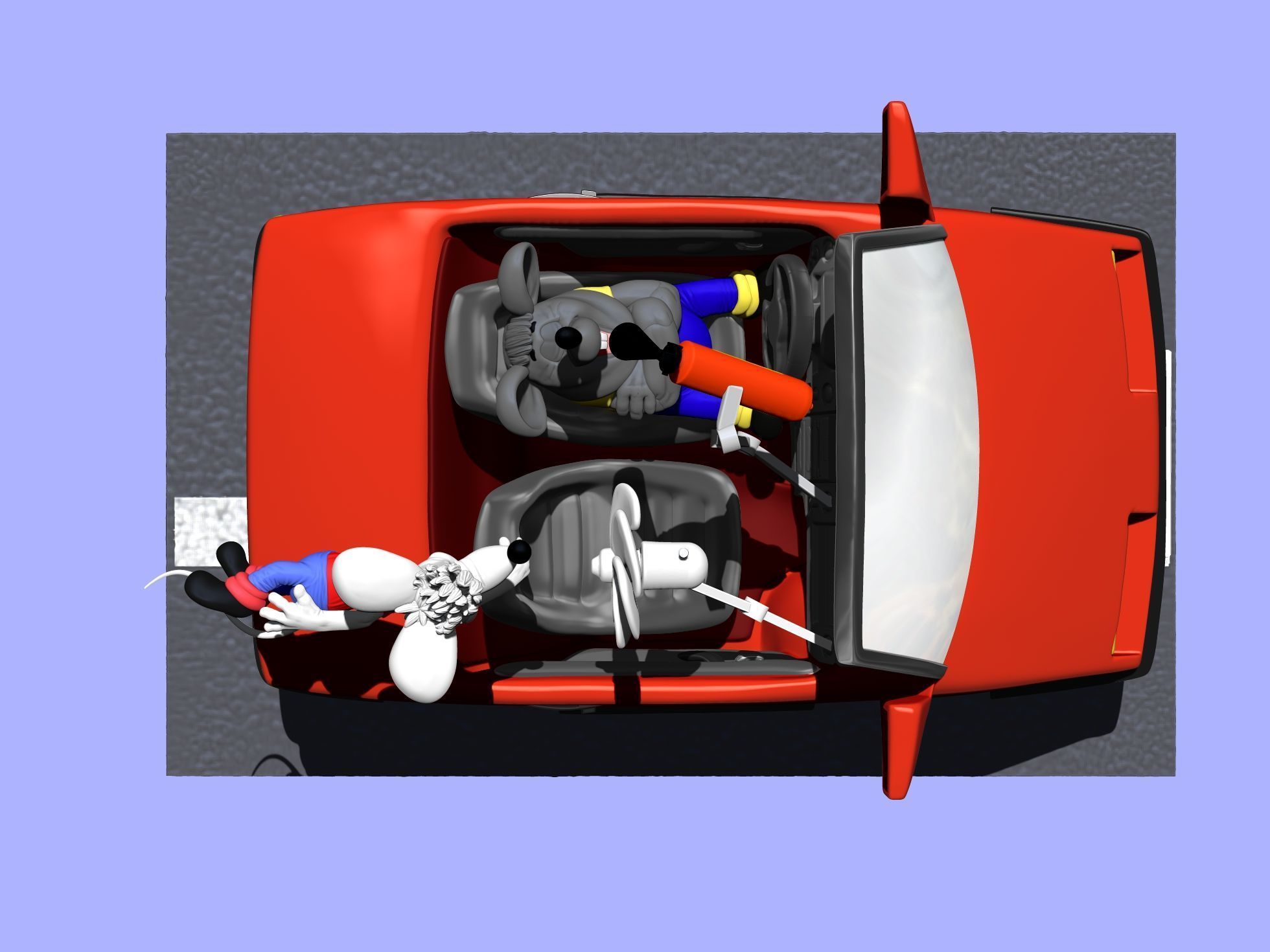 Leopold the cat car with mice for 3D printing STL 3D print model_13