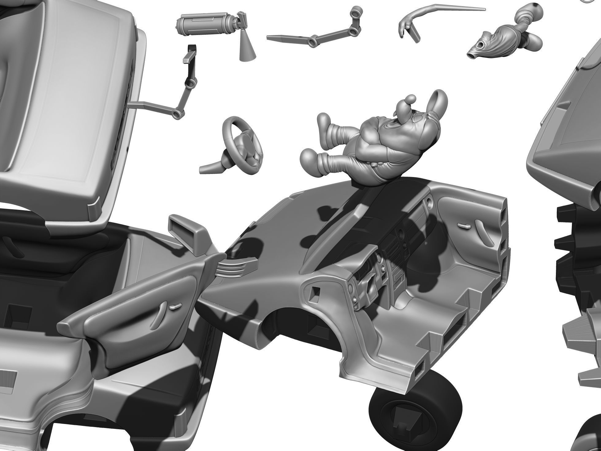 Leopold the cat car with mice for 3D printing STL 3D print model_26