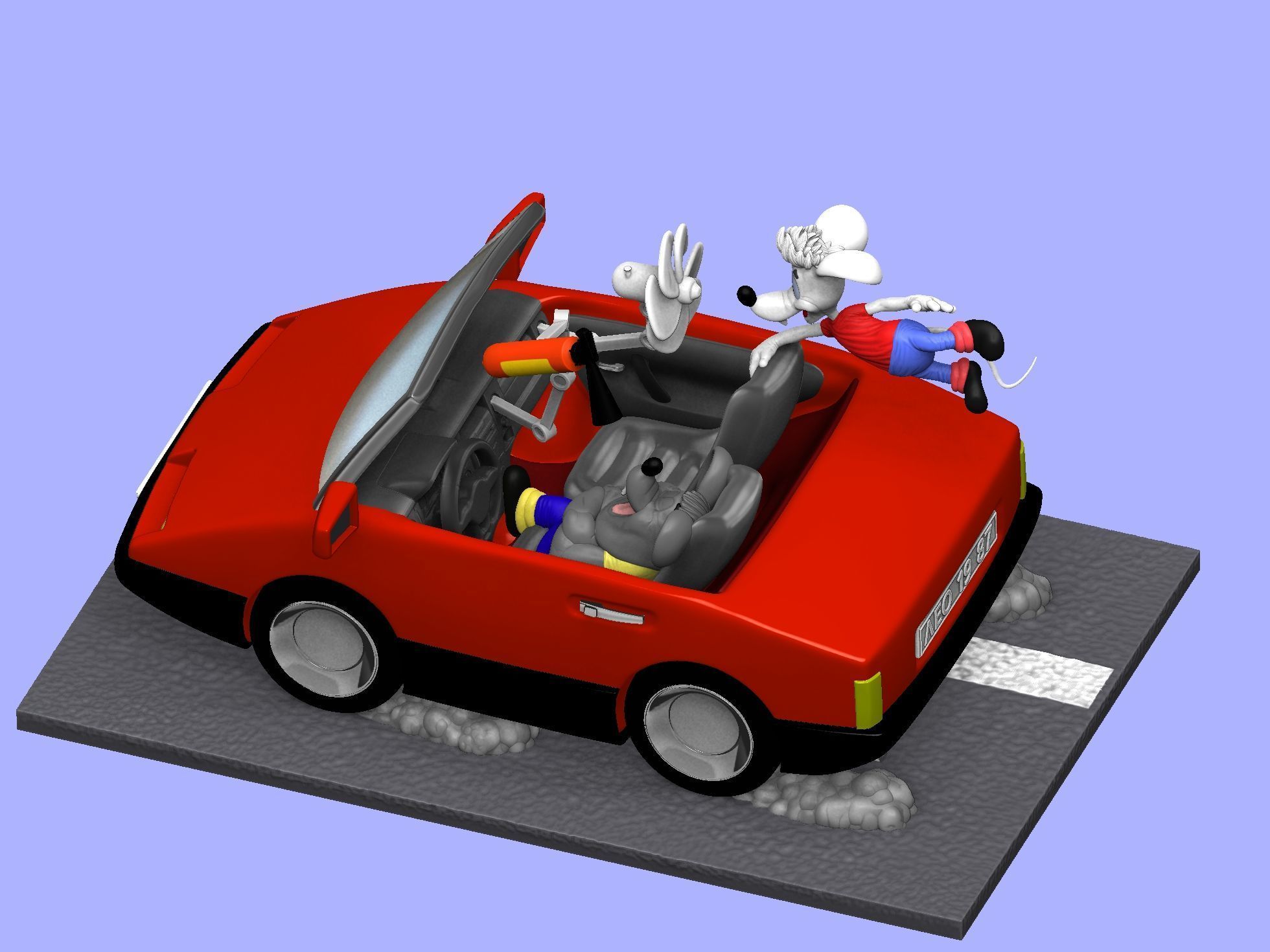 Leopold the cat car with mice for 3D printing STL 3D print model_9