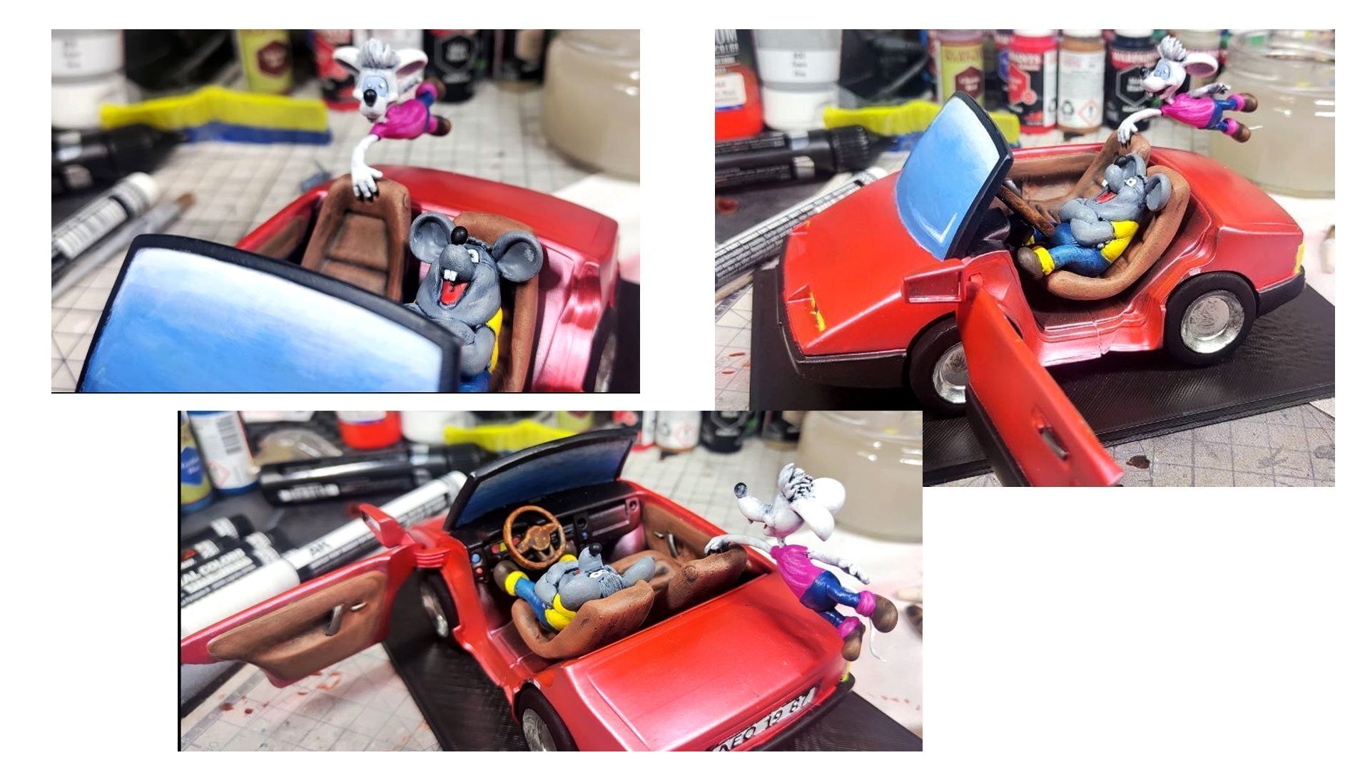 Leopold the cat car with mice for 3D printing STL 3D print model_1