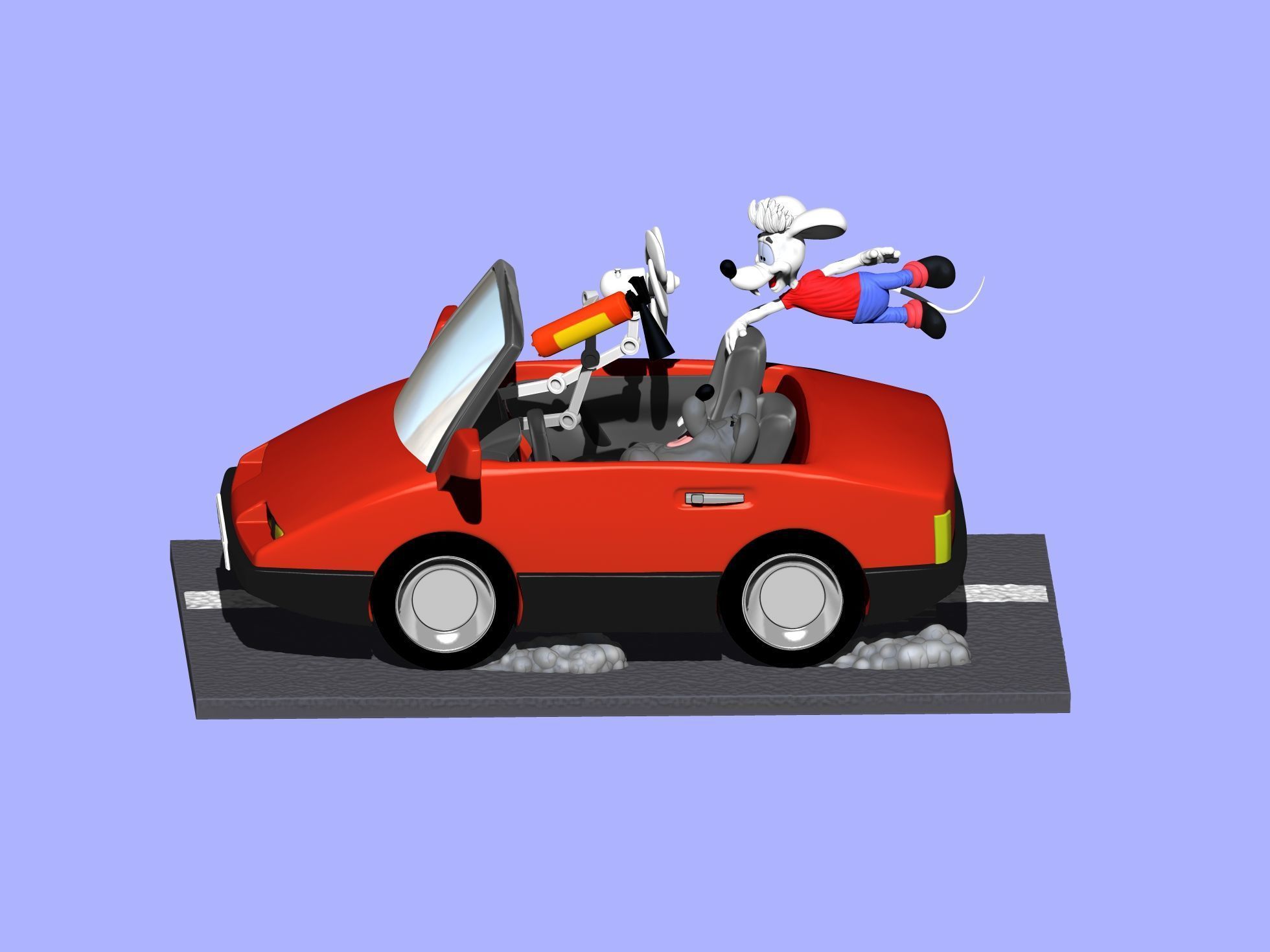 Leopold the cat car with mice for 3D printing STL 3D print model_11