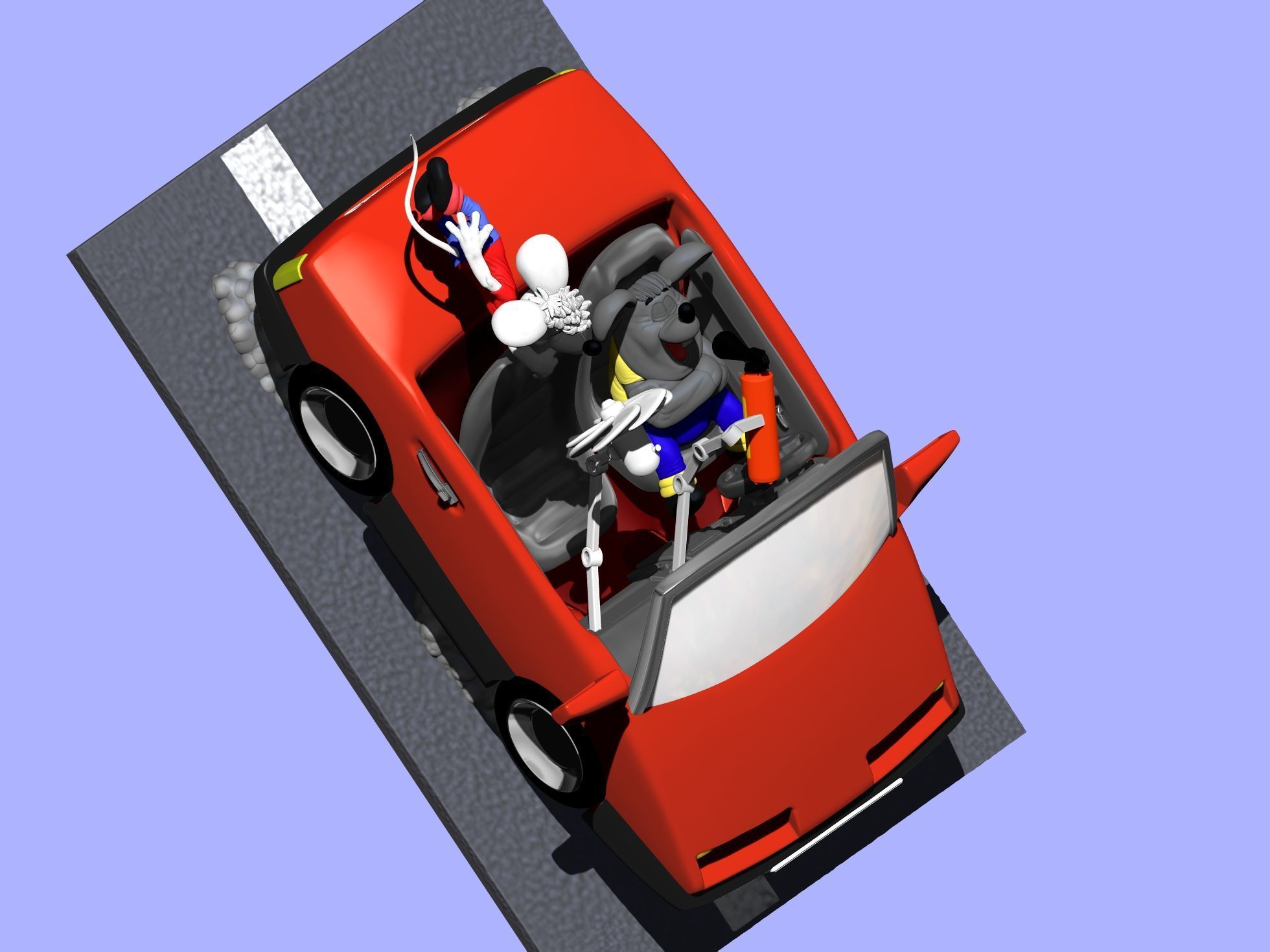 Leopold the cat car with mice for 3D printing STL 3D print model_16
