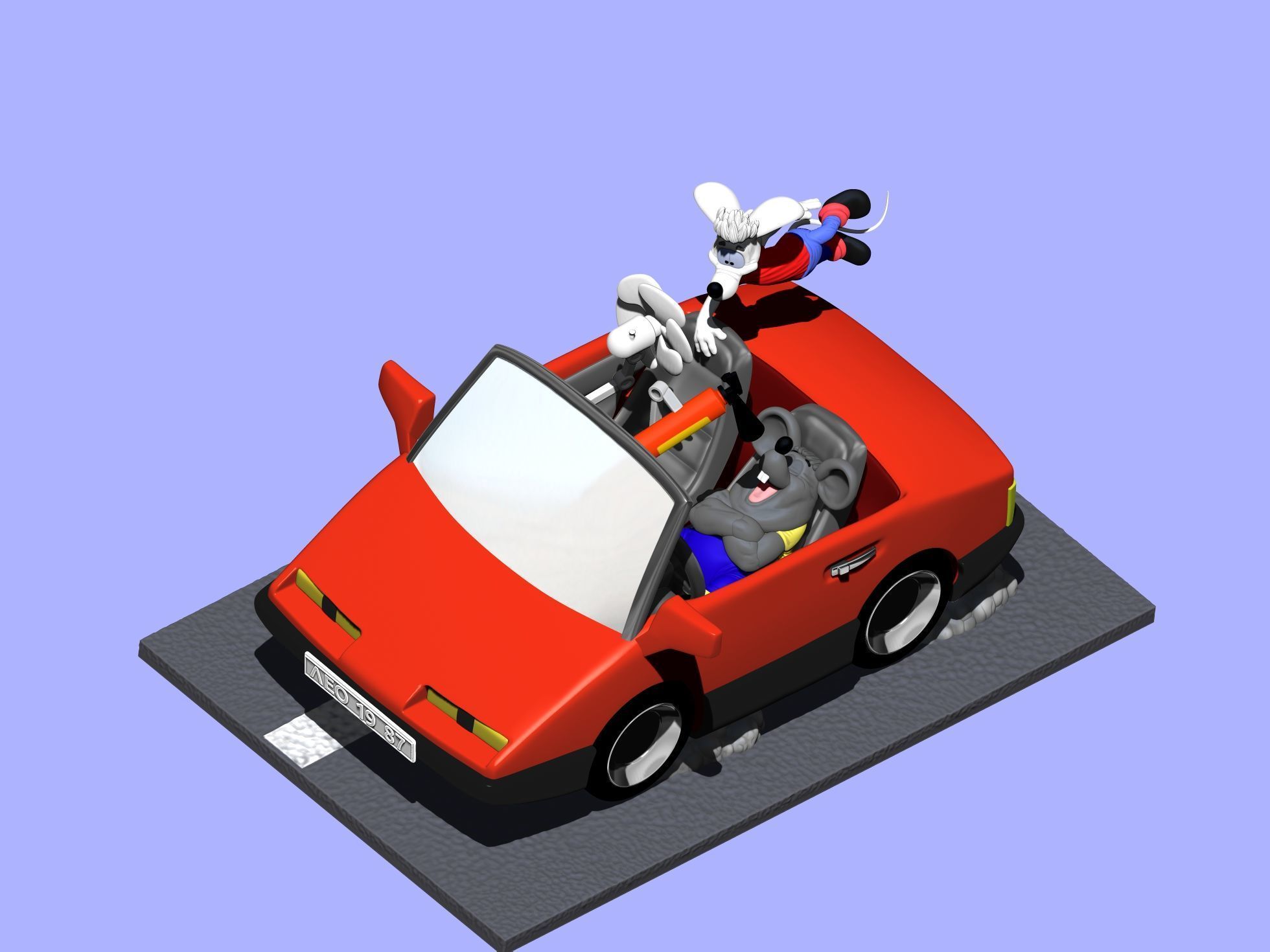 Leopold the cat car with mice for 3D printing STL 3D print model_15