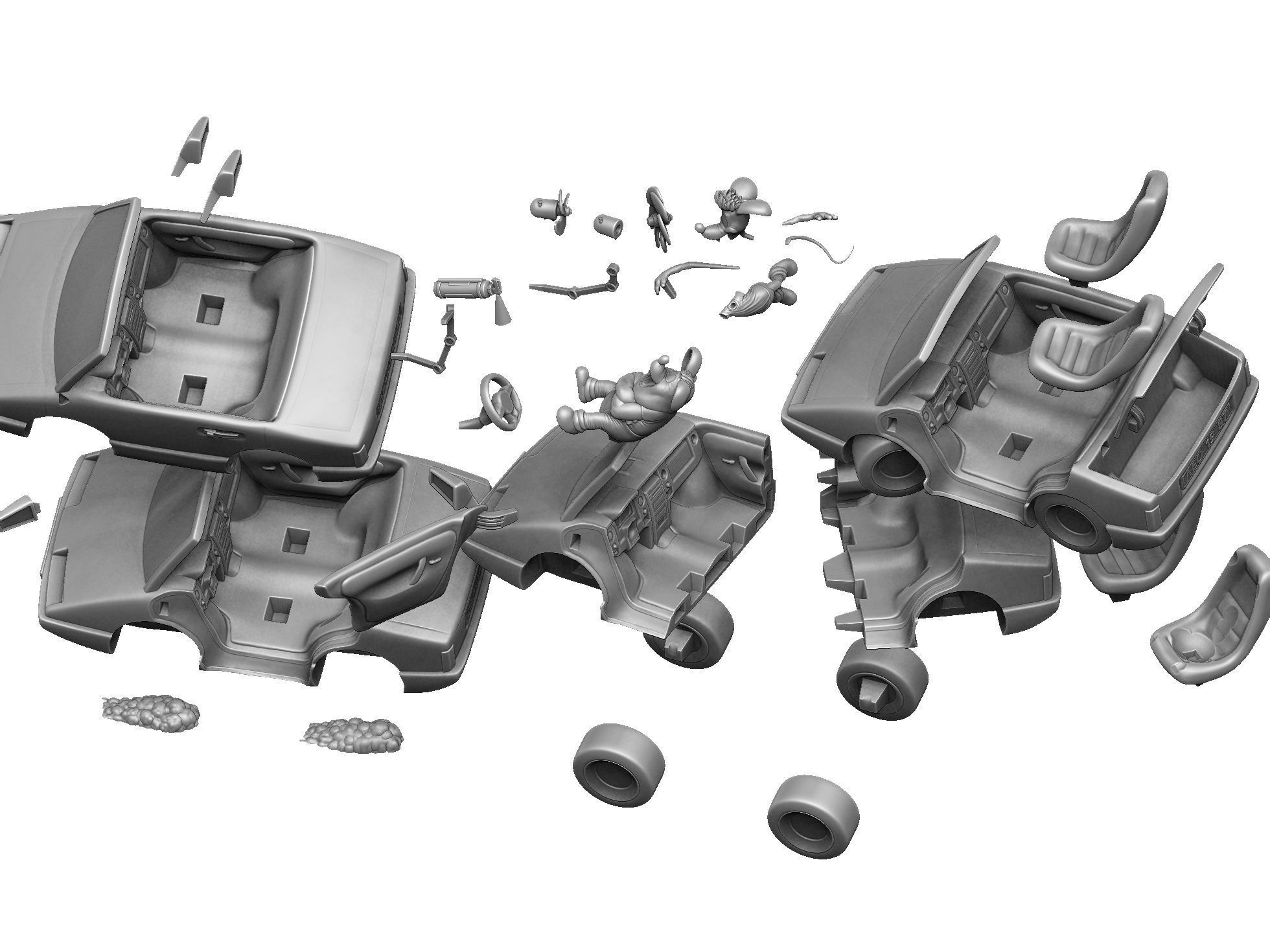 Leopold the cat car with mice for 3D printing STL 3D print model_25