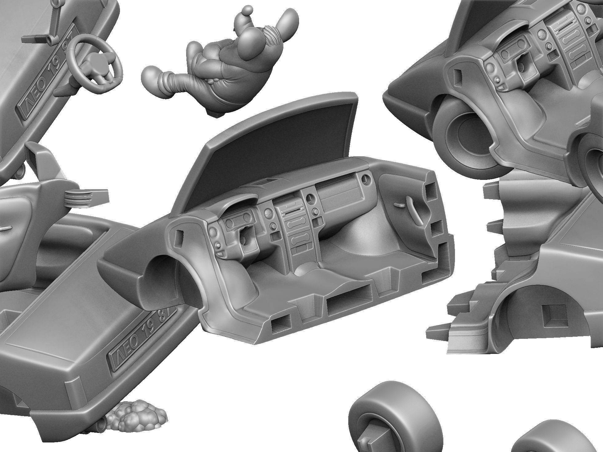 Leopold the cat car with mice for 3D printing STL 3D print model_24