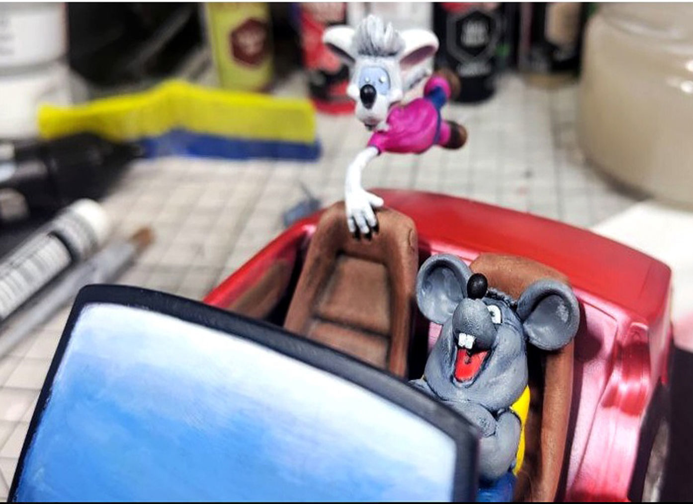 Leopold the cat car with mice for 3D printing STL 3D print model_3