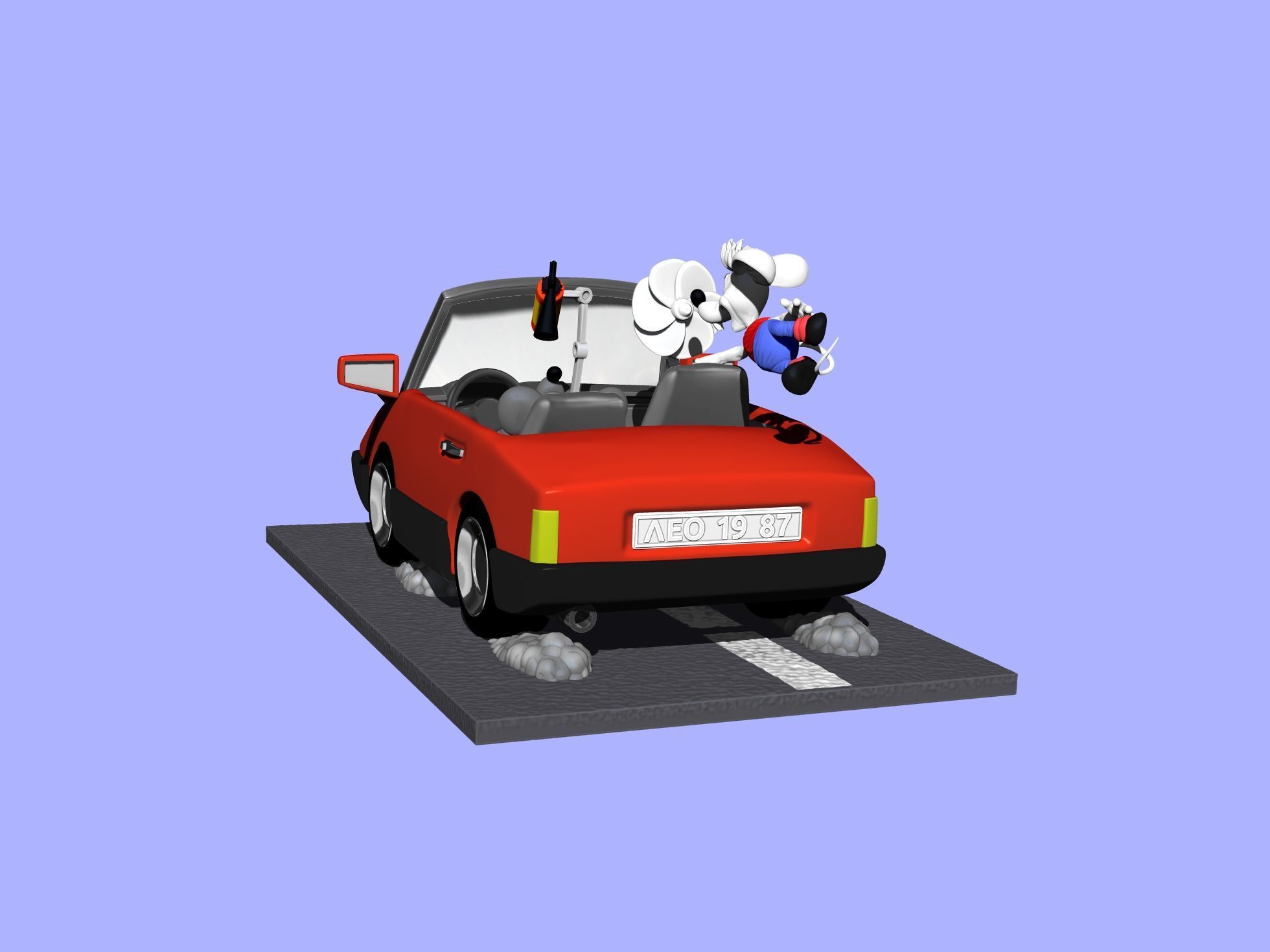 Leopold the cat car with mice for 3D printing STL 3D print model_7