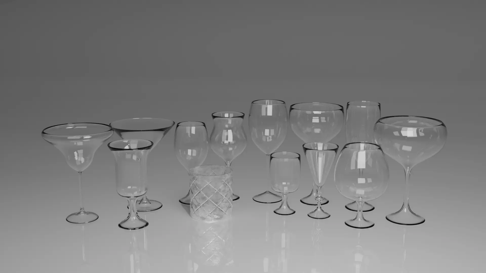 Collection of Glasses for Interior Renders Set 3D model 3D model_0