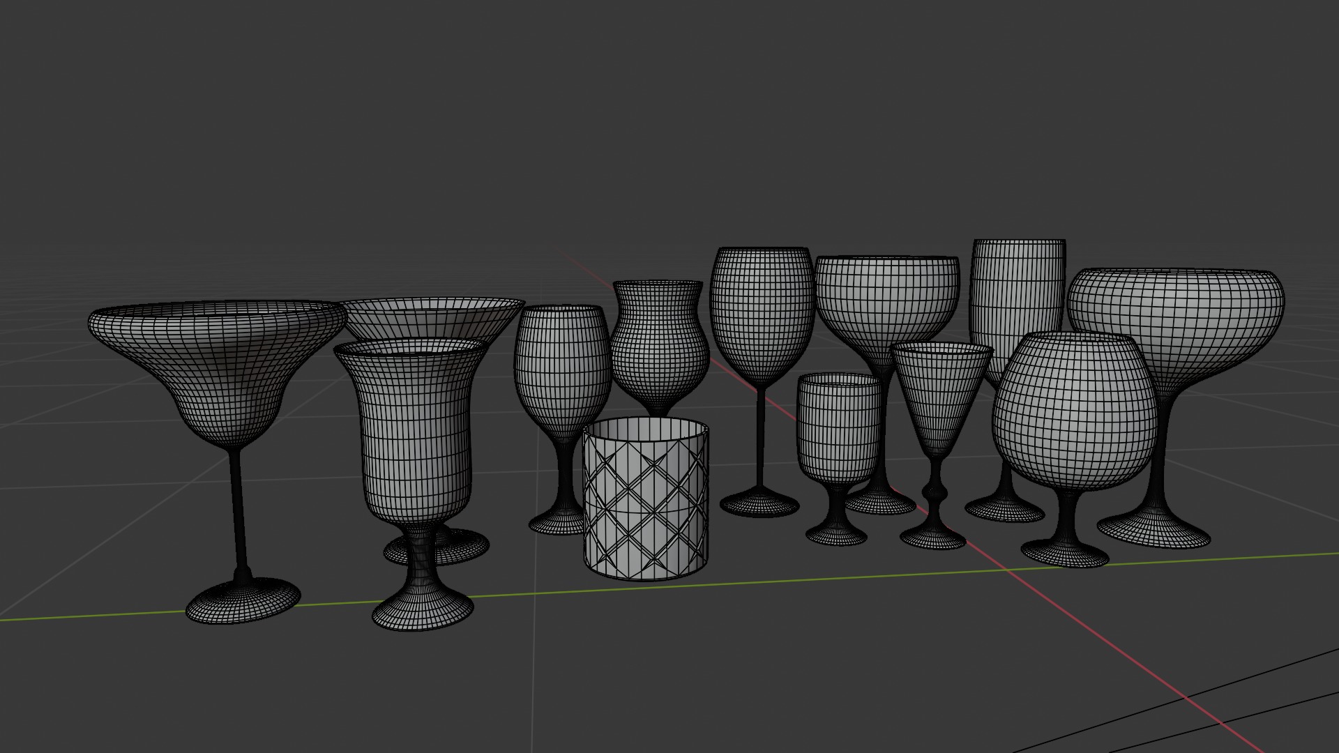 Collection of Glasses for Interior Renders Set 3D model 3D model_3