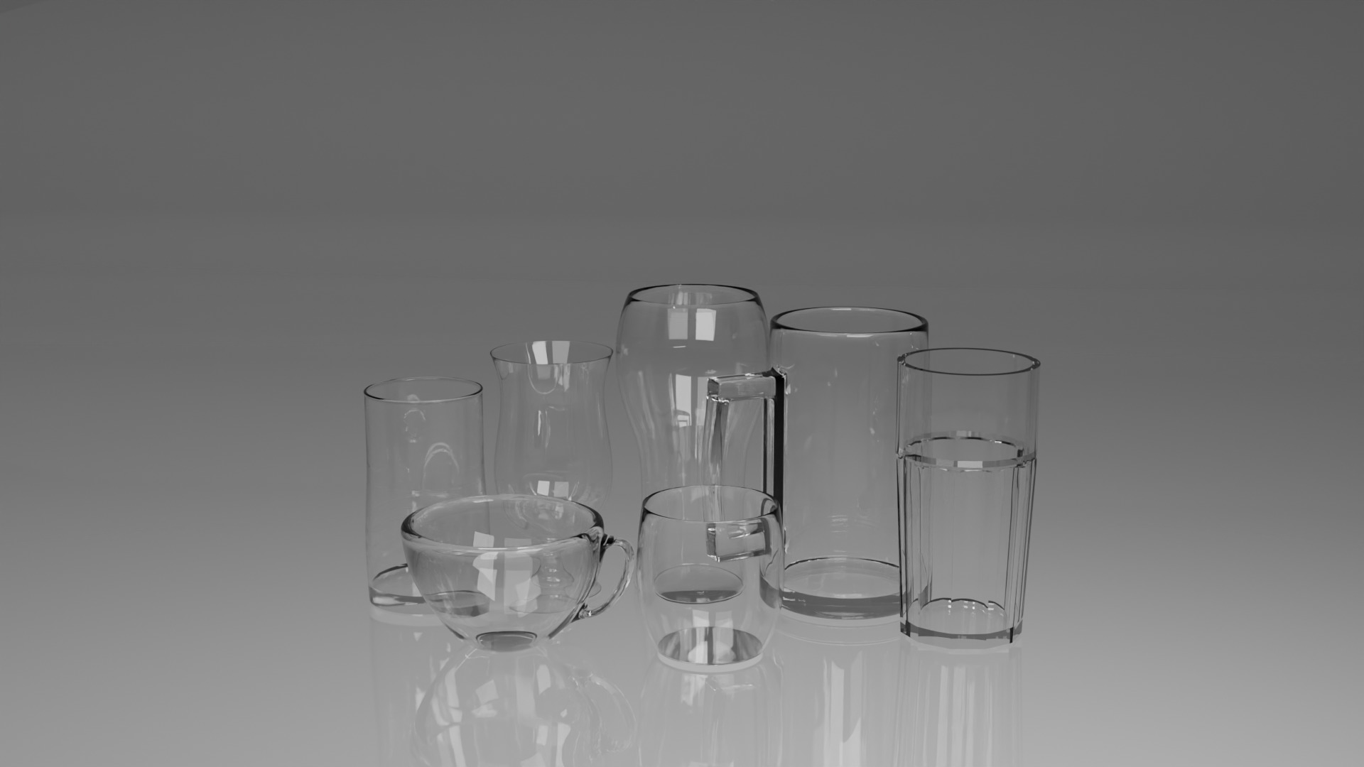 Collection of Glasses for Interior Renders Set 3D model 3D model_1