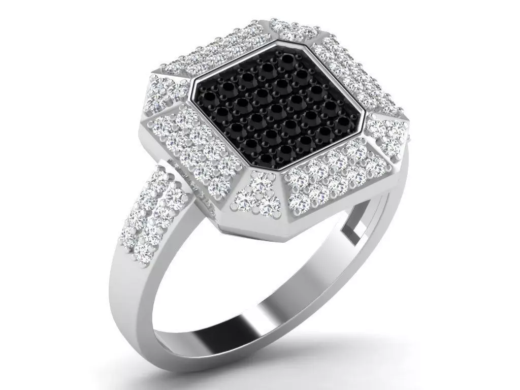 Light Weight White Gold Diamond Ring DR-6582 3D print model