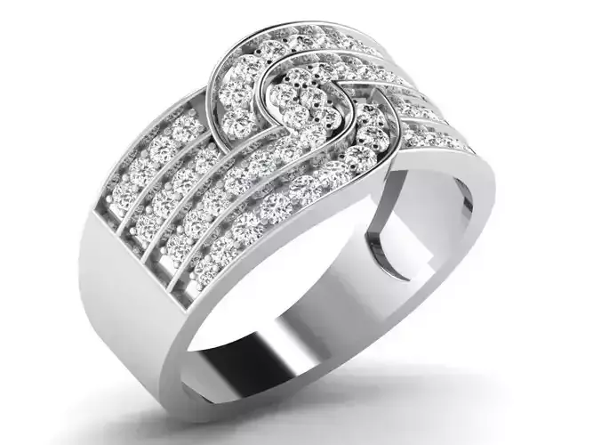 Light Weight White Gold Diamond Ring DR-6587 3D print model