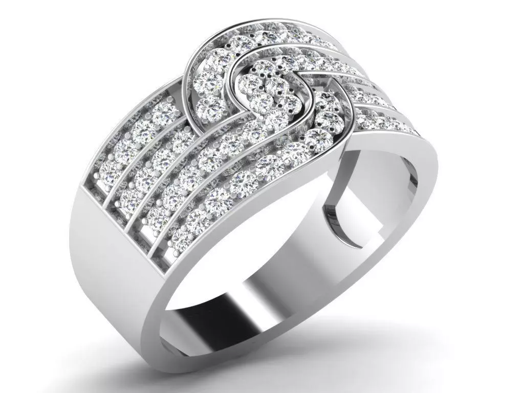 Light Weight White Gold Diamond Ring DR-6587 3D print model