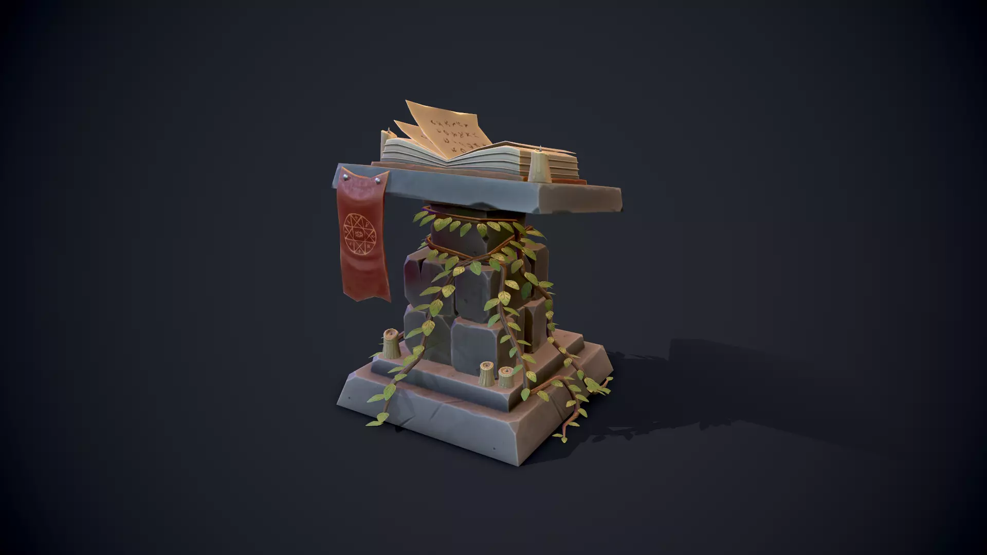 Stylized Pedestal Low-poly 3D model_0