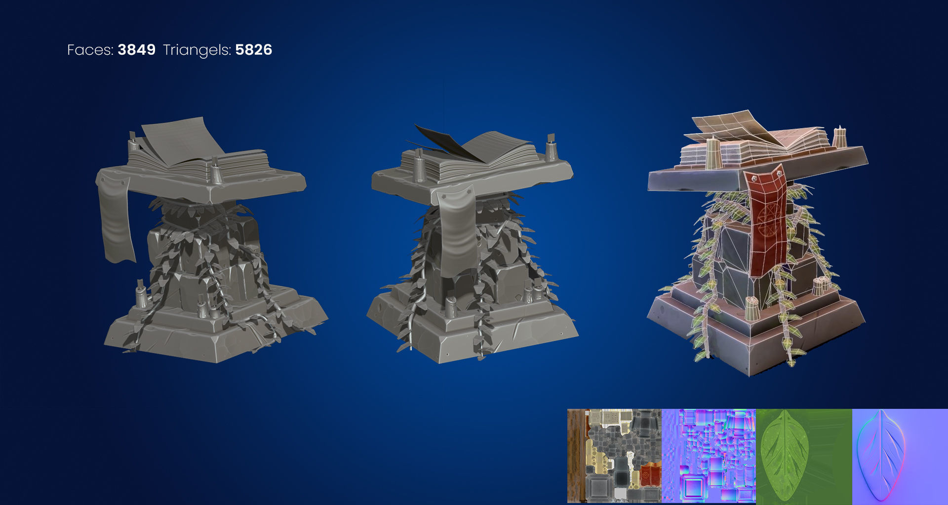 Stylized Pedestal Low-poly 3D model_10