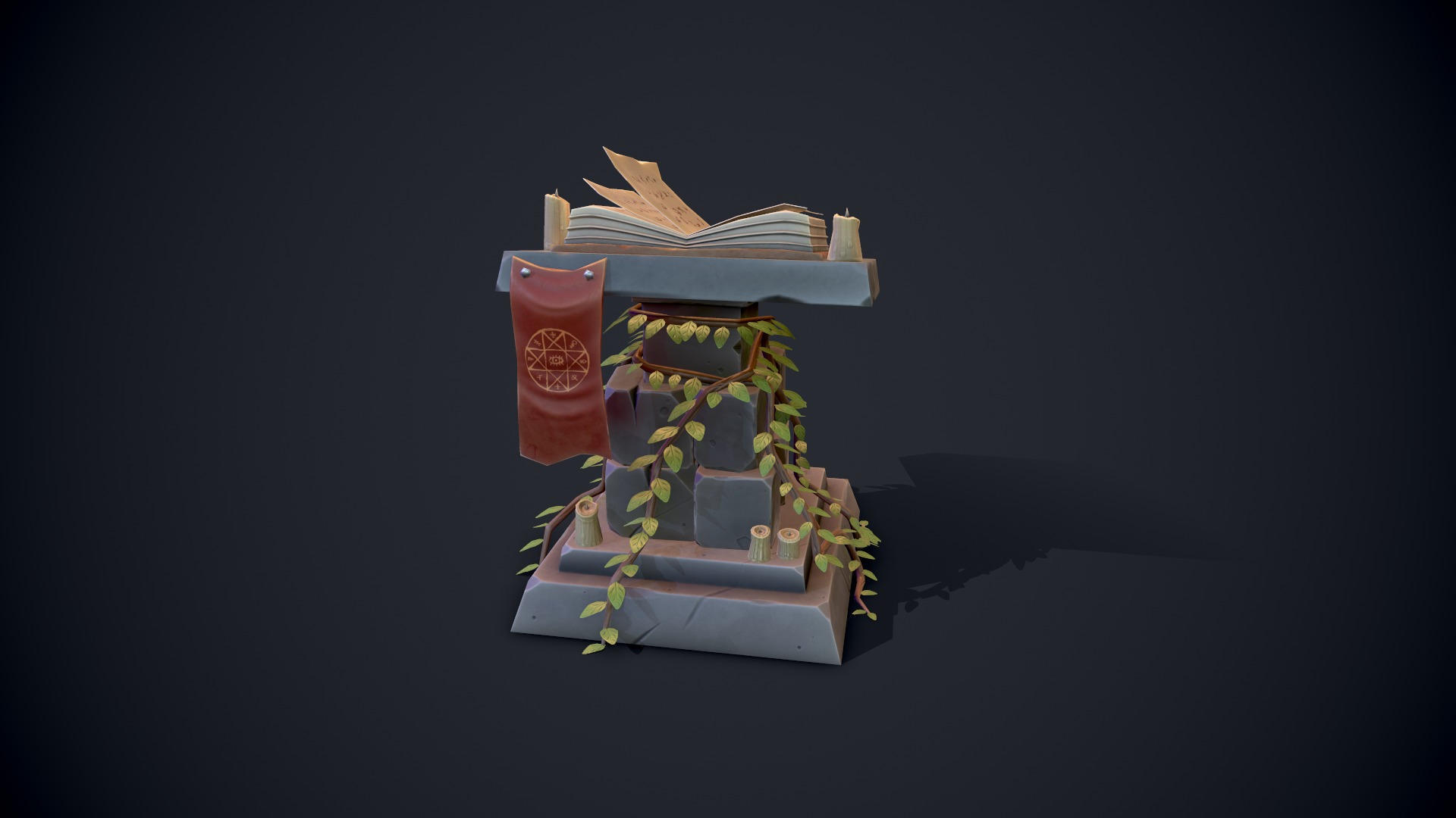 Stylized Pedestal Low-poly 3D model_2