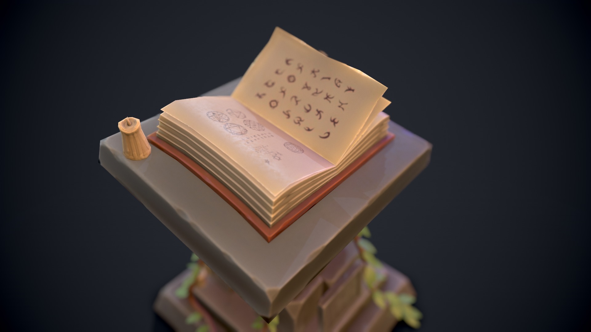 Stylized Pedestal Low-poly 3D model_6
