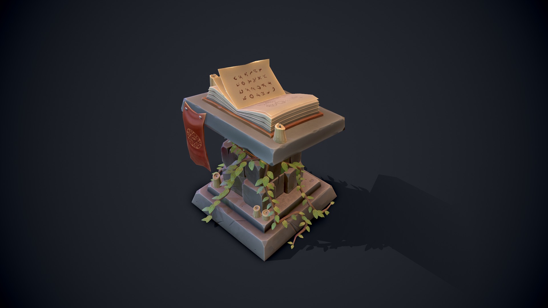 Stylized Pedestal Low-poly 3D model_8
