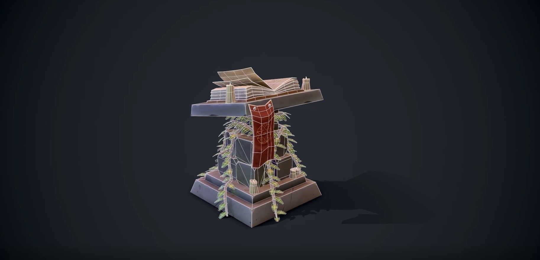 Stylized Pedestal Low-poly 3D model_9