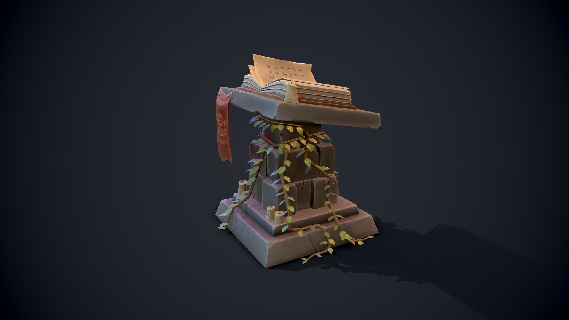Stylized Pedestal Low-poly 3D model_5