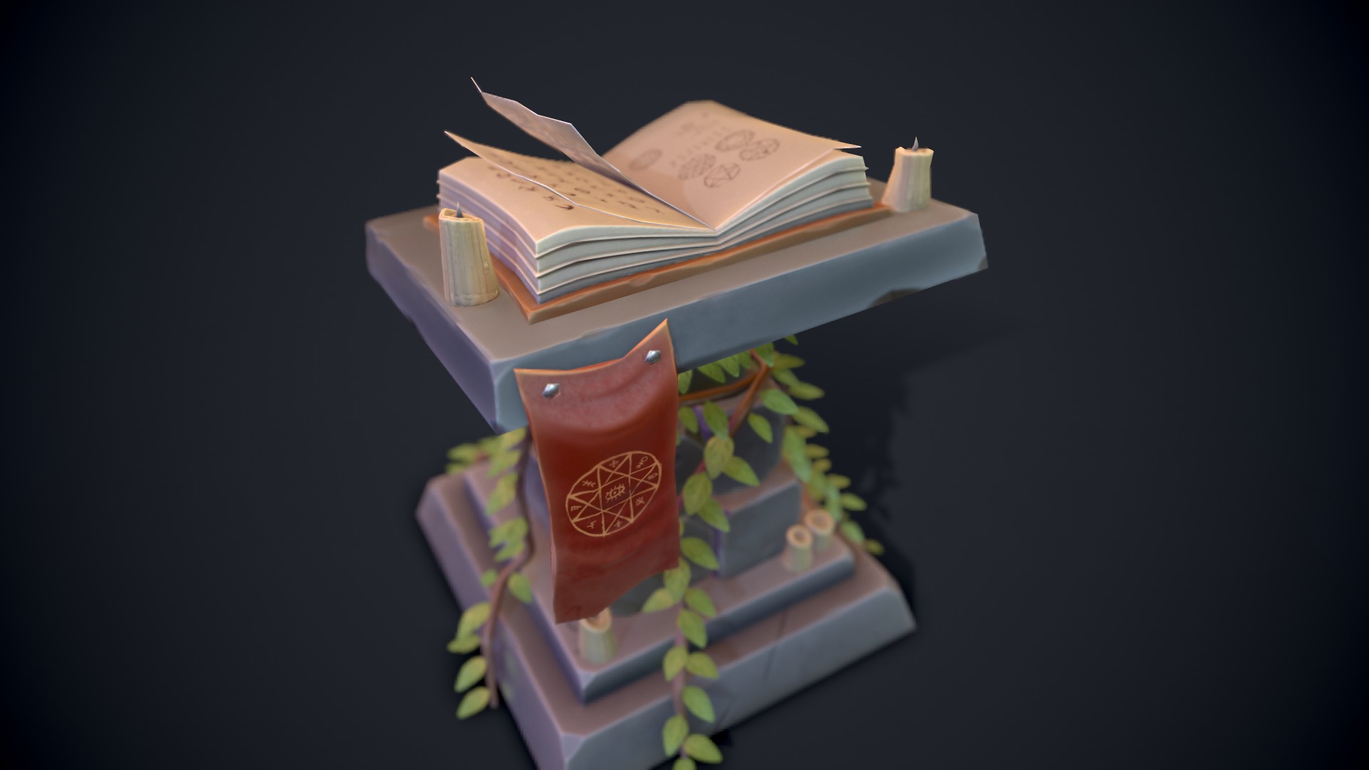 Stylized Pedestal Low-poly 3D model_7