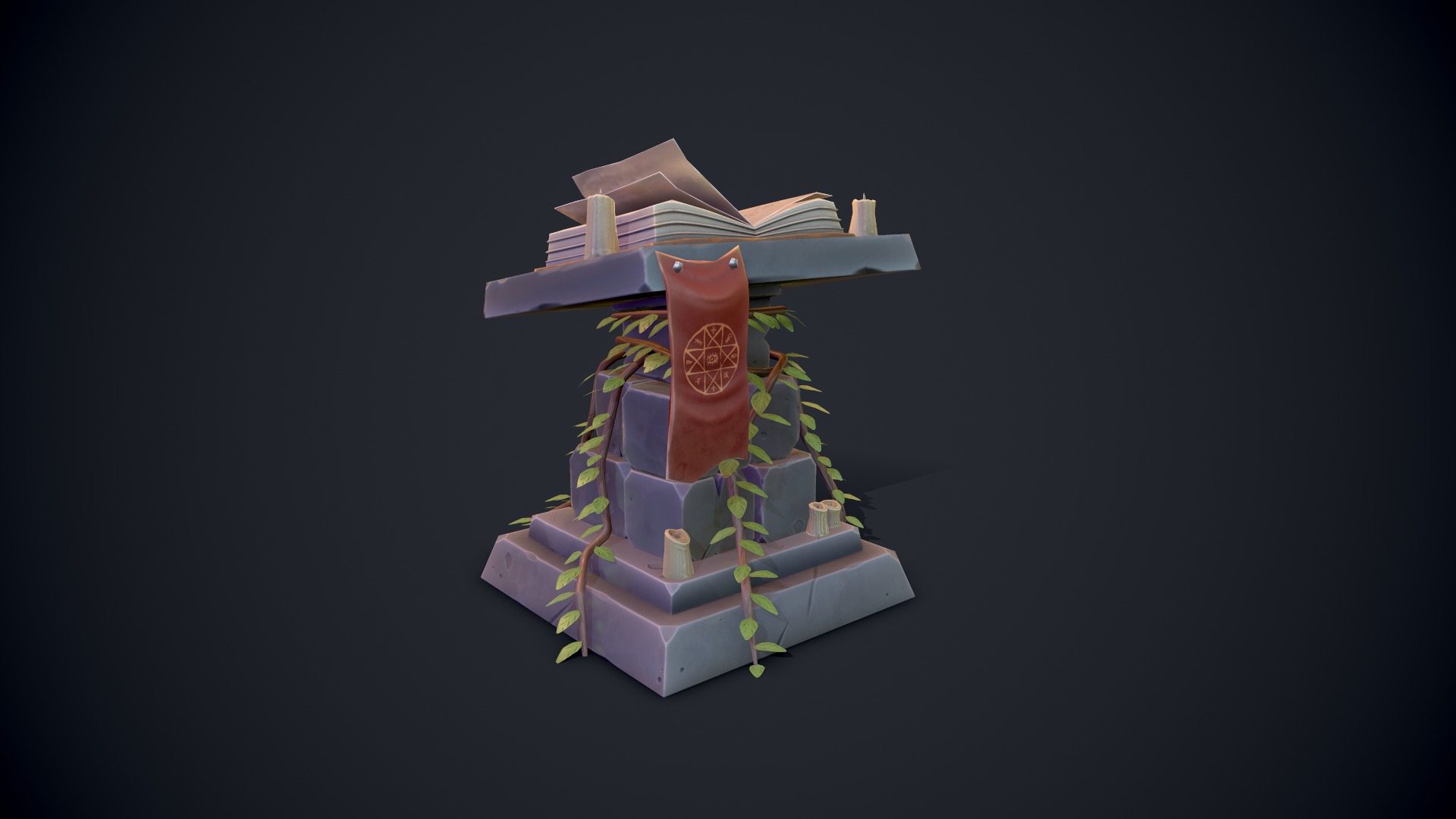 Stylized Pedestal Low-poly 3D model_1