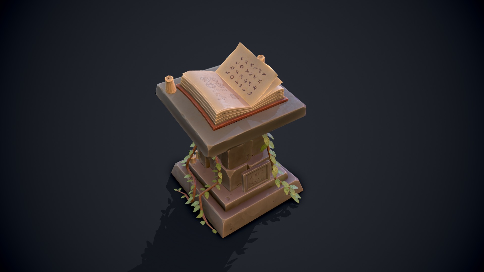 Stylized Pedestal Low-poly 3D model_4