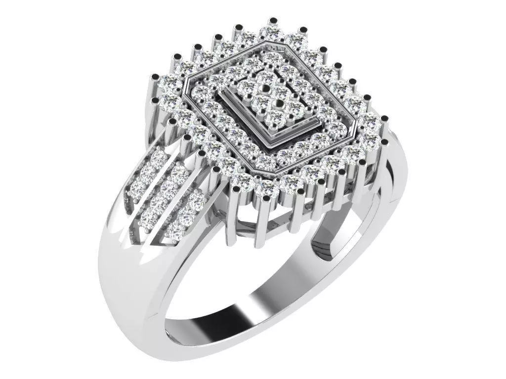 Light Weight White Gold Diamond Ring DR-6591 3D print model