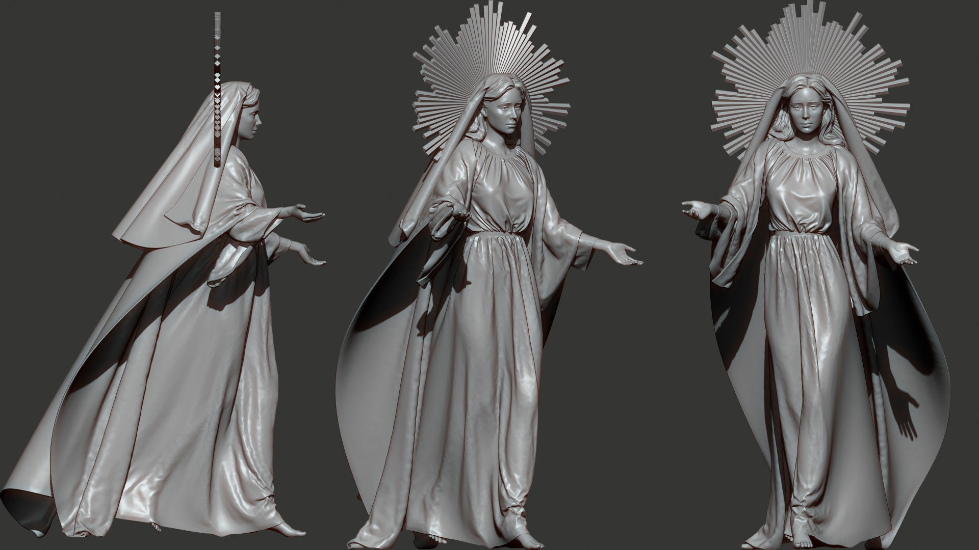 Digital Sculpture of the Virgin Mary - High Detail 3D Model 3D print model_4