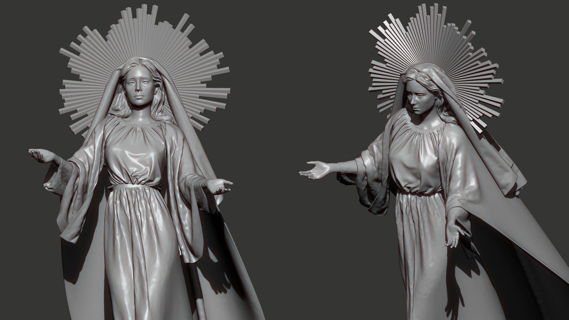 Digital Sculpture of the Virgin Mary - High Detail 3D Model 3D print model_2
