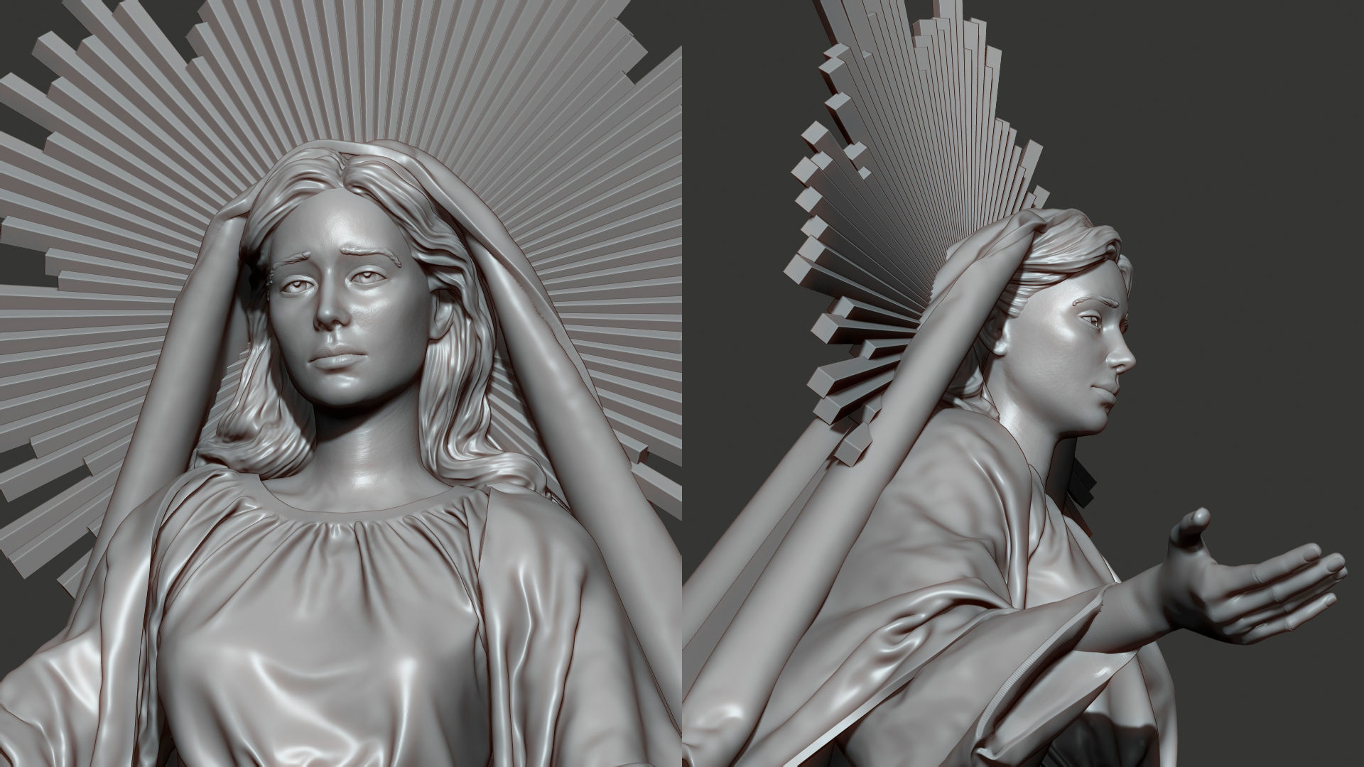Digital Sculpture of the Virgin Mary - High Detail 3D Model 3D print model_1