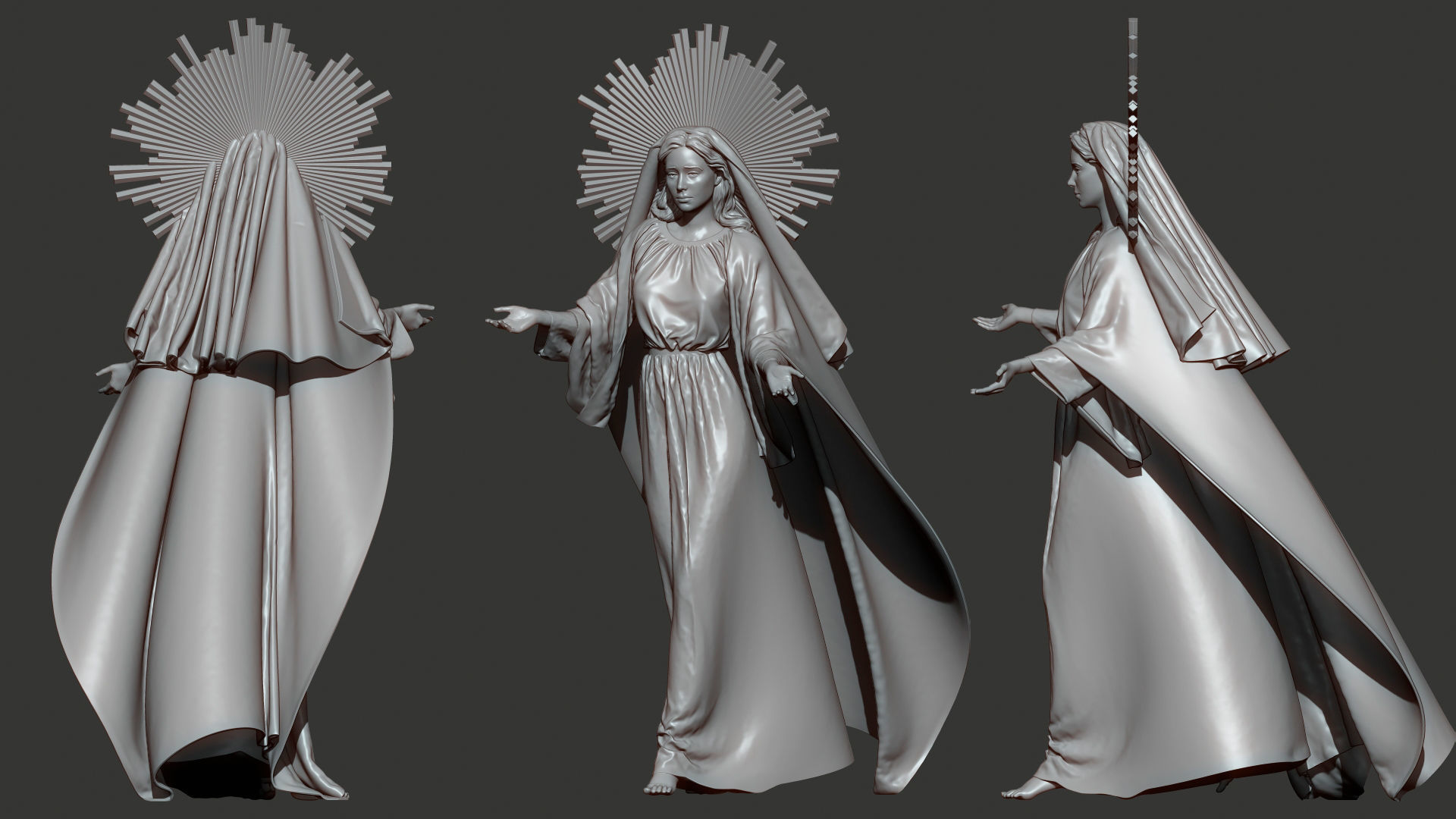Digital Sculpture of the Virgin Mary - High Detail 3D Model 3D print model_3