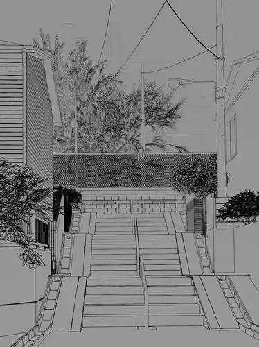 Urban View of Japan Low-poly 3D model