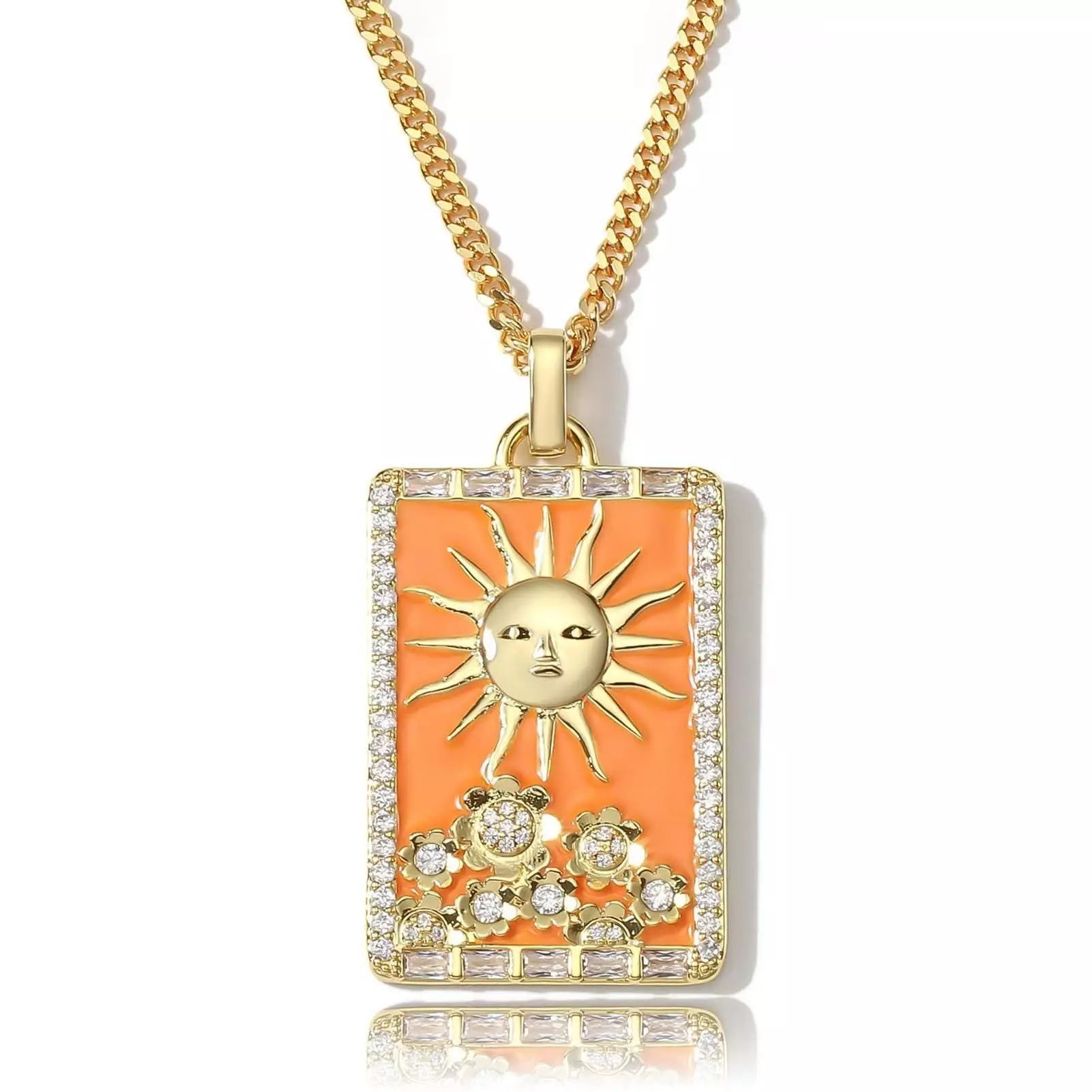 Gold necklaces and pendants with diamonds and gemstones 3D print model_0