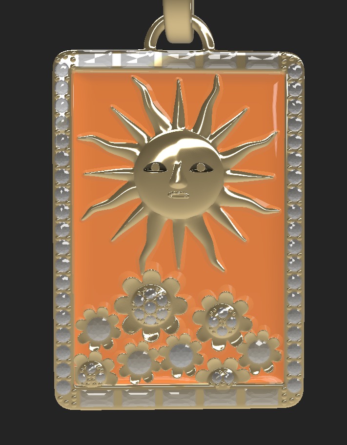 Gold necklaces and pendants with diamonds and gemstones 3D print model_1