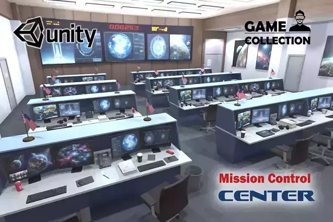 Mission Control Center Low-poly 3D model