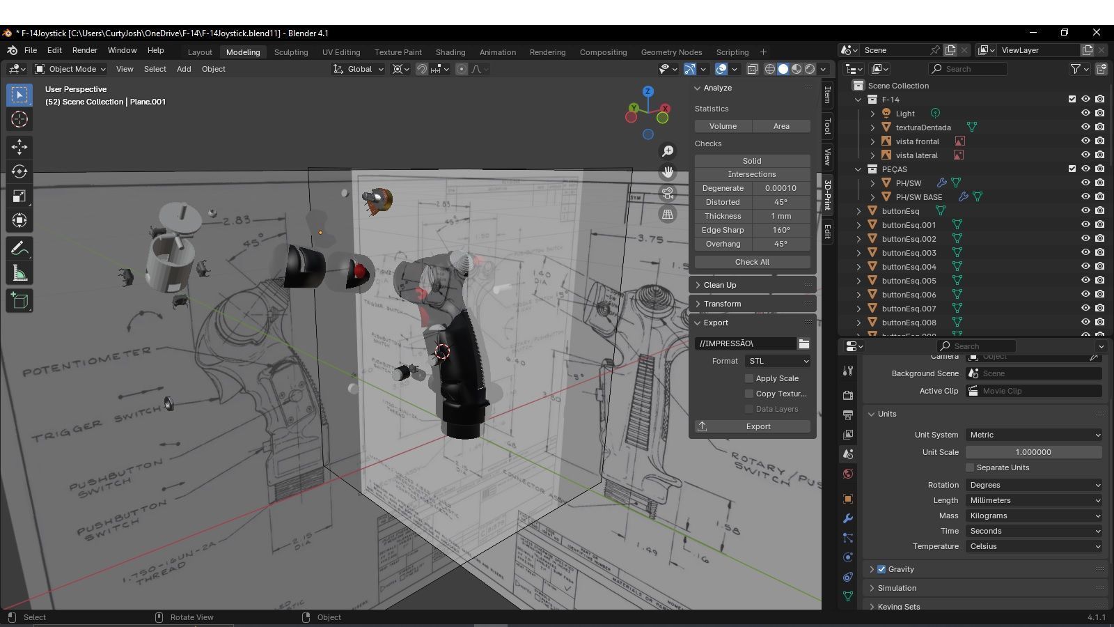 F-14 tomcat joystick 3D model_2